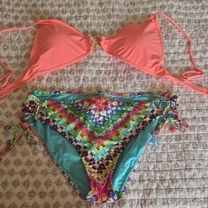 Bleu Rod Beattie Aqua Bikini with Multicolor Trim